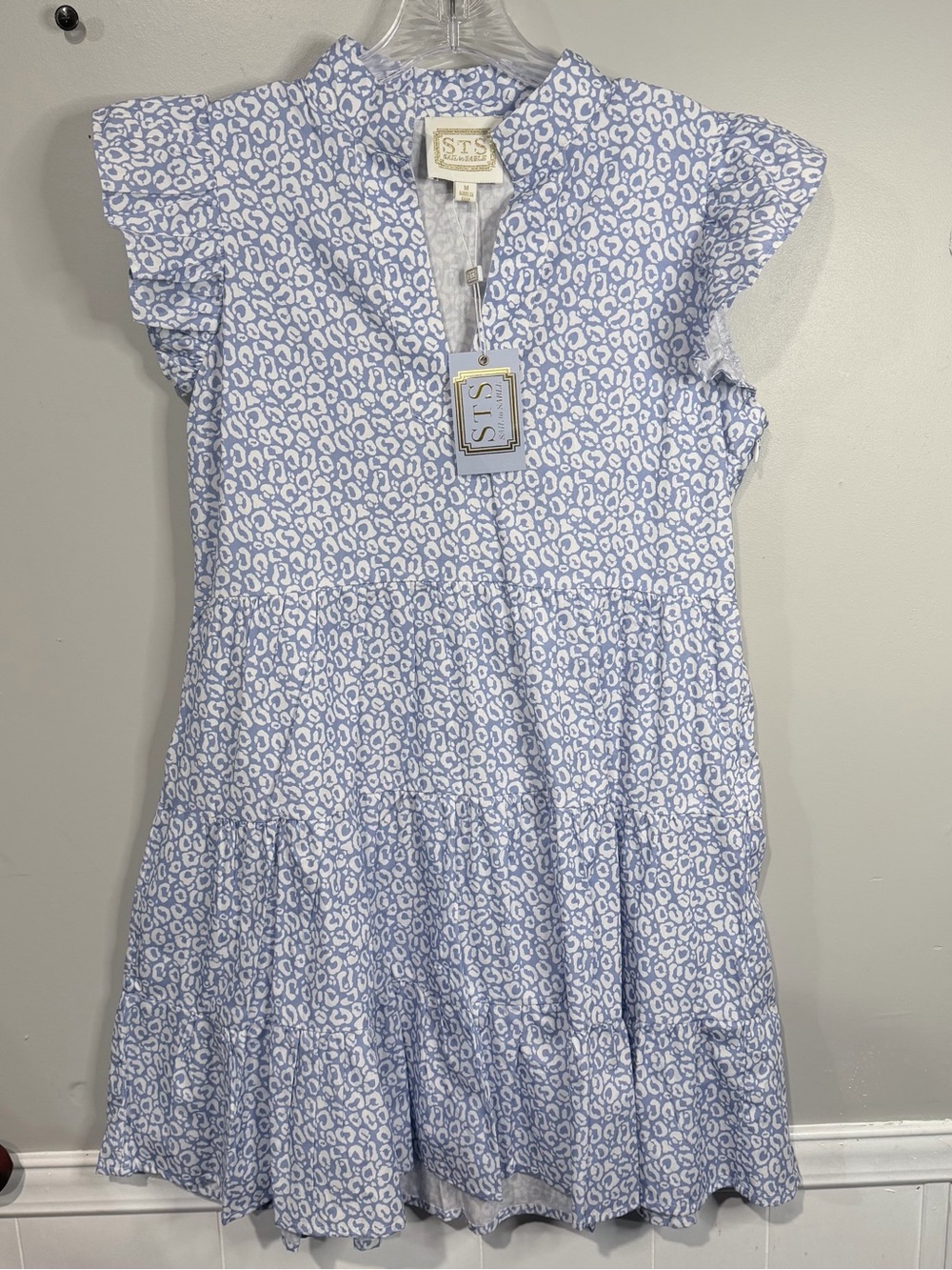 Sail to Sable Light Blue & White Tiered Mini Dress